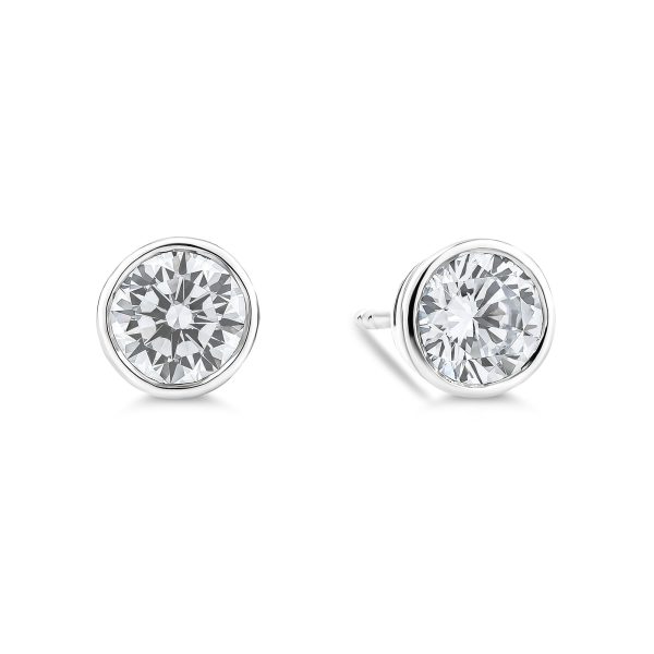 1ct Brilliant Cut, Bezel Set, Stud Earring