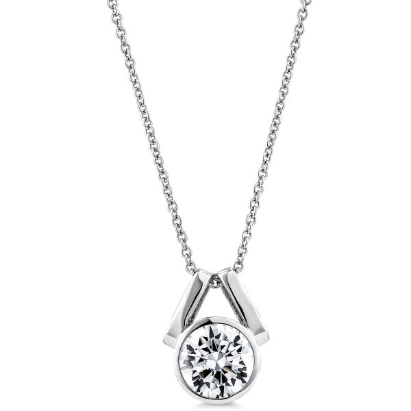 V-Shape Bezel Set Round Brilliant Pendant