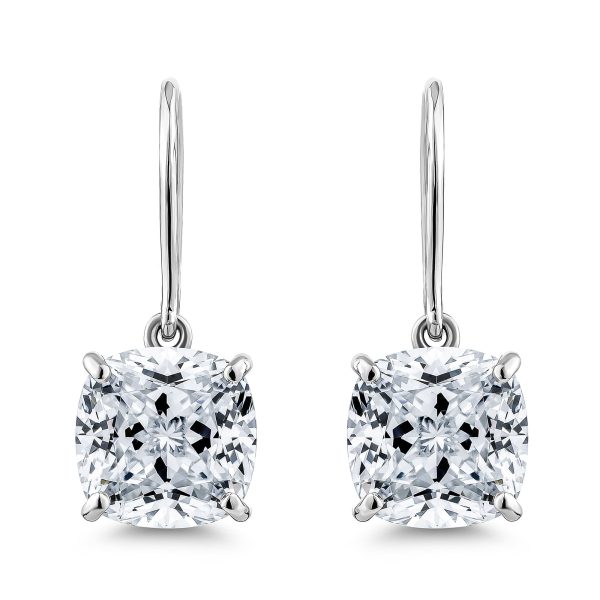 8.5CT Cushion Cut Shepherd Hook Drop Earrings