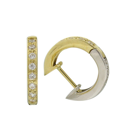 Petite Brilliant Cut, 2-Tones Channel Set Hoop Earring