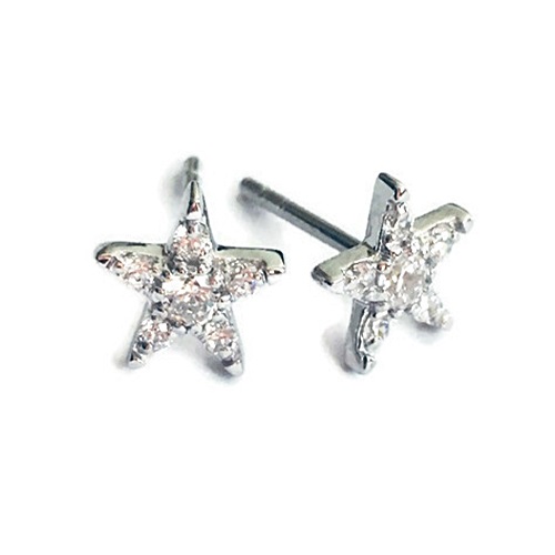 three stone diamond simulant stud earrings