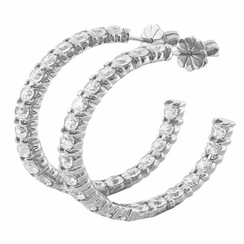 Earring Double-Sided Hoop with Brilliant Round