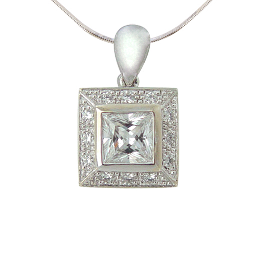 Antique Bezel Set Square Pendant