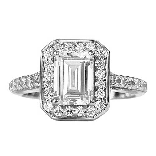 Emerald Cut Halo Ring