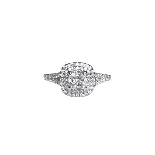 Double Halo Cushion Engagement Ring