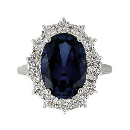 Blue Sapphire (13x9mm) Oval Halo Ring Duchess