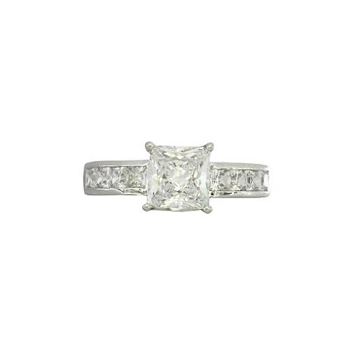 Channel Set Princess Cut Engagement Ring