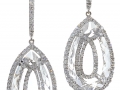 19845 - A pair of 18 karat white gold earrings set with white topaz totaling 20.00 carats and round brilliant cut diamonds totaling 1.69 carats.