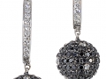18793 - A pair of 18 karat white gold earrings with 2.37 carats of black diamonds and 0.34 carats of white brilliant cut diamonds.