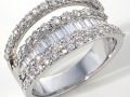 10986 - An 18 karat white gold band with baguette and round brilliant cut diamonds totaling 1.75 carats.