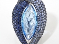 20408 - An 18 karat white gold ring with sapphires totaling 6.60 and a marquise cut blue topaz that weighs 14.30 carats.