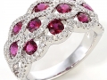 20532 -  A 14 karat white gold ring with rubies totaling 1.22 carats and round brilliant cut diamonds totaling 0.51 carats.